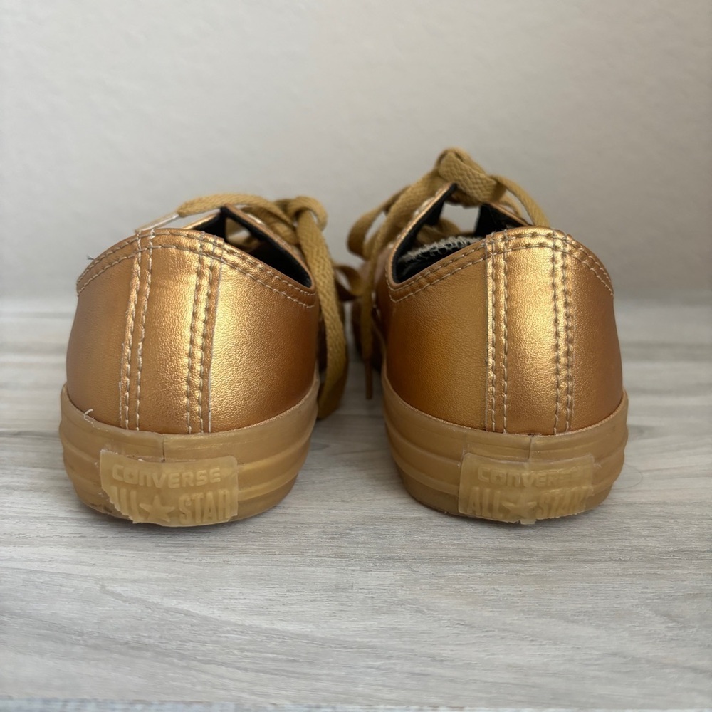 Unique Converse All Star Chuck Low Top Sneakers Metallic Gold Y4 - Picture 6 of 8